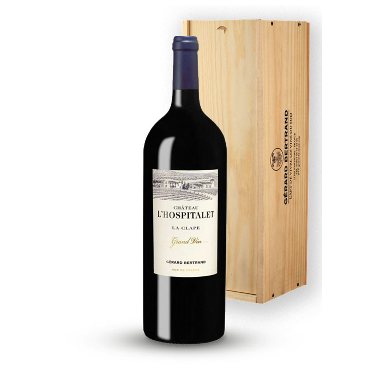 Château L'Hospitalet Grand Vin Rood 2021 Magnum (1,5L) met geschenkkist - Gérard Bertrand