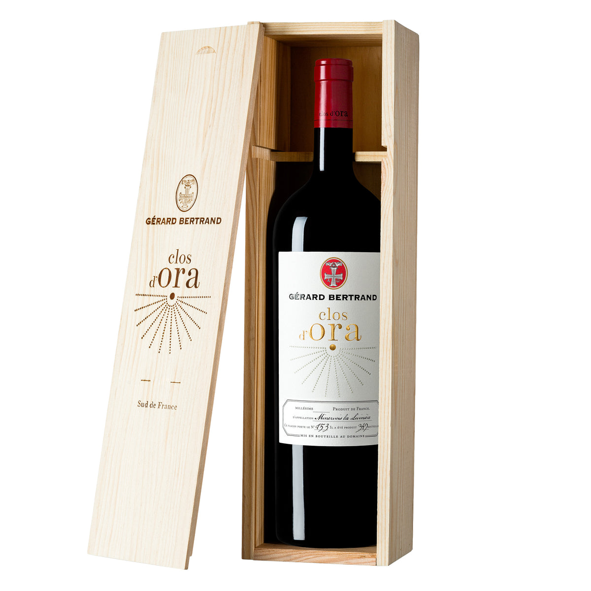Clos d'Ora 2021 Jeroboam 3L Houten kist iconische rode wijn - Gérard Bertrand