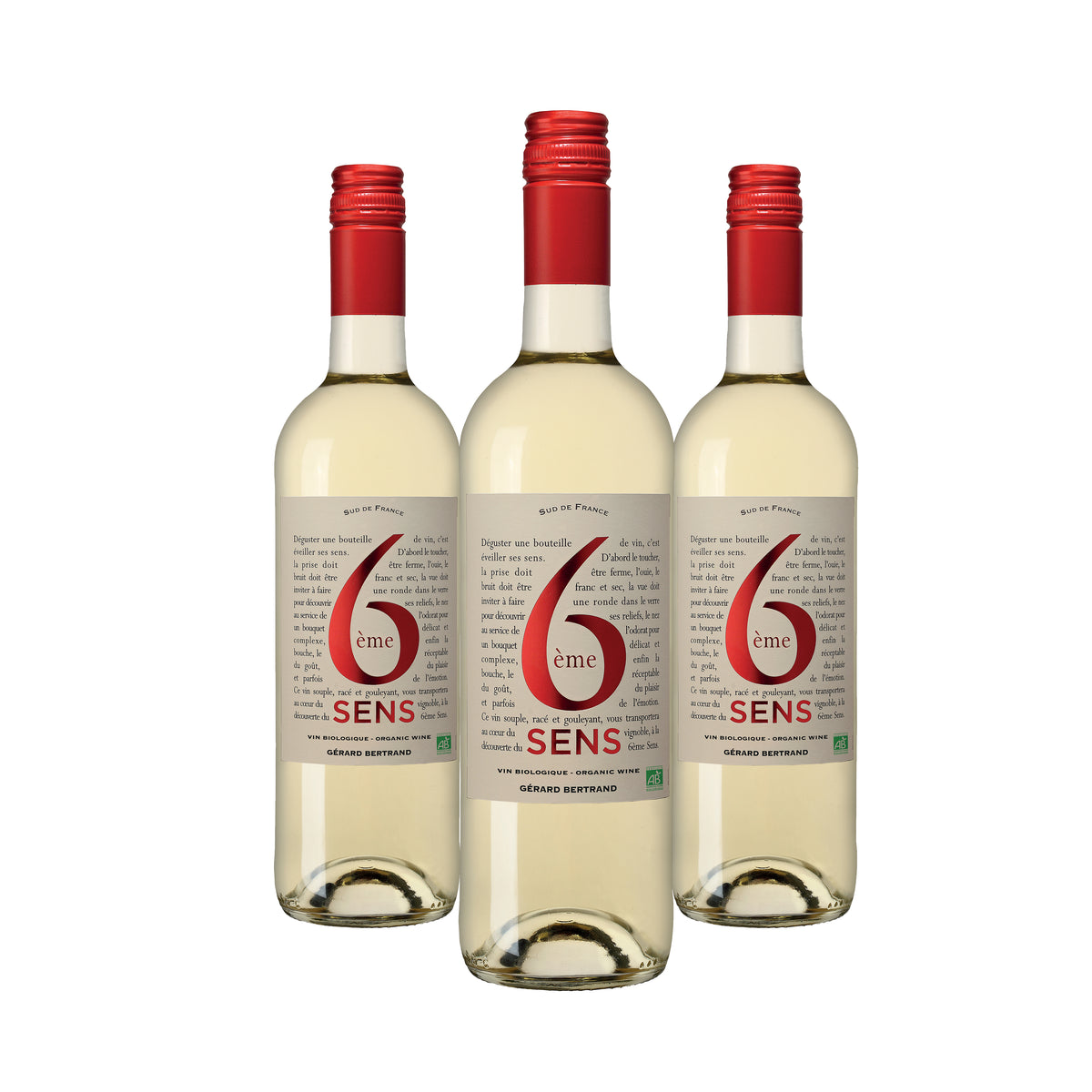 6ème sens 2024 biologische witte wijn Lot 3 flessen 75cl - Gérard Bertrand