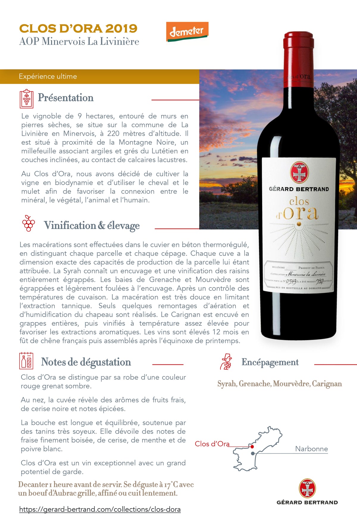 Clos d'Ora 2019 houten kist 6 flessen 75cl - Gérard Bertrand