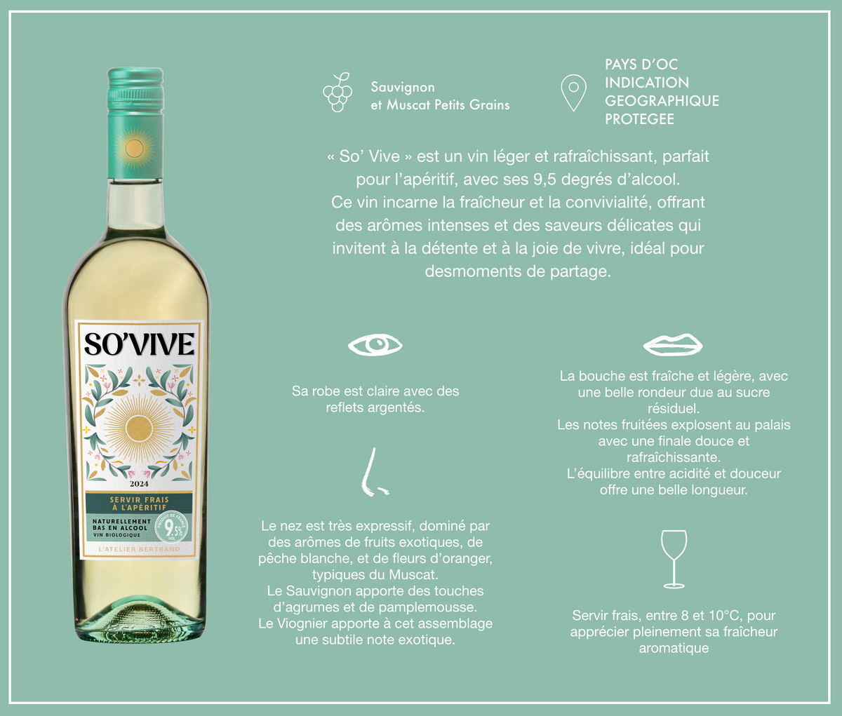 So'Vive biologische witte wijn Lot 6 Flessen 75cl - Gérard Bertrand 