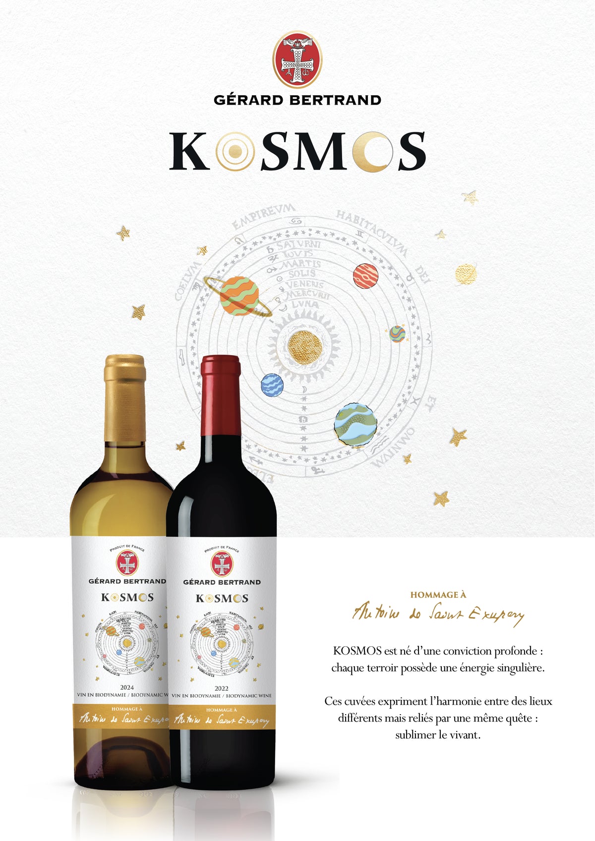 Kosmos jour Hommage à Saint Exupéry 75cl 2022 rode wijn biodynamie - Gérard Bertrand 
