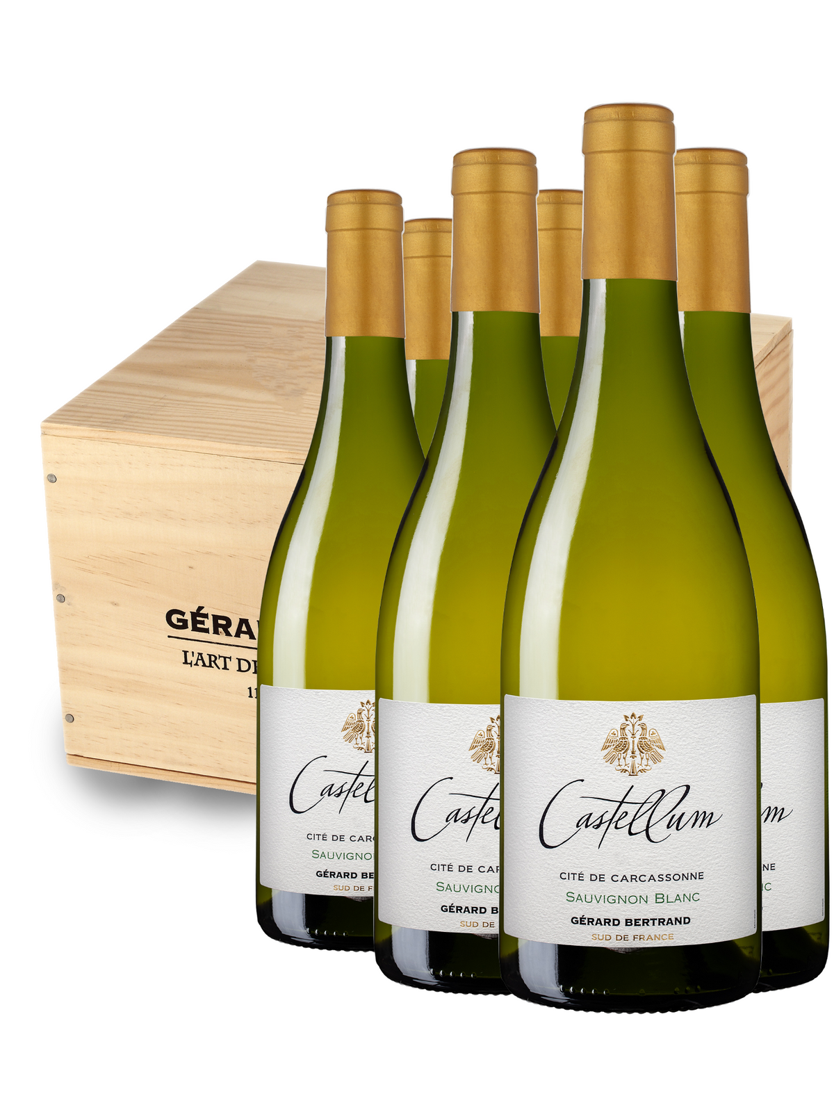 Castellum Sauvignon Blanc 2023 75cl houten kist 6 flessen - Gérard Bertrand 