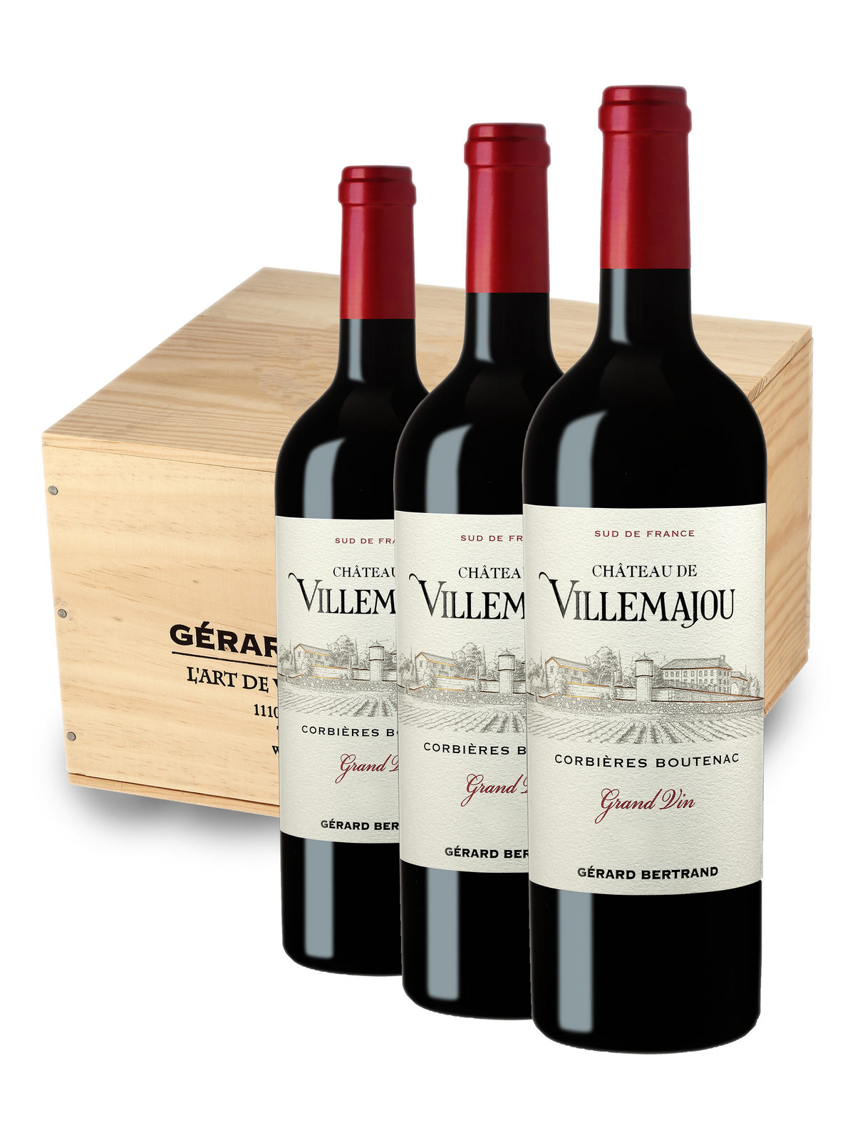 Château de Villemajou Grand Vin Rood 75cl 2022 houten kist 6 flessen - Gérard Bertrand