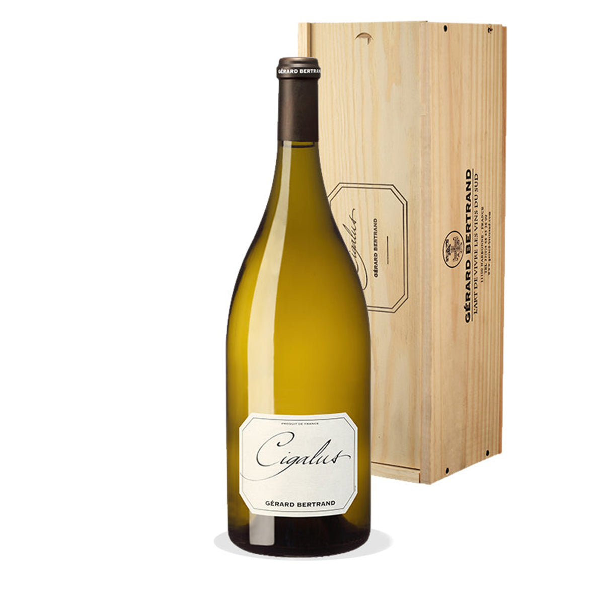 Cigalus Blanc 2020 Magnum met houten kist - Gérard Bertrand 