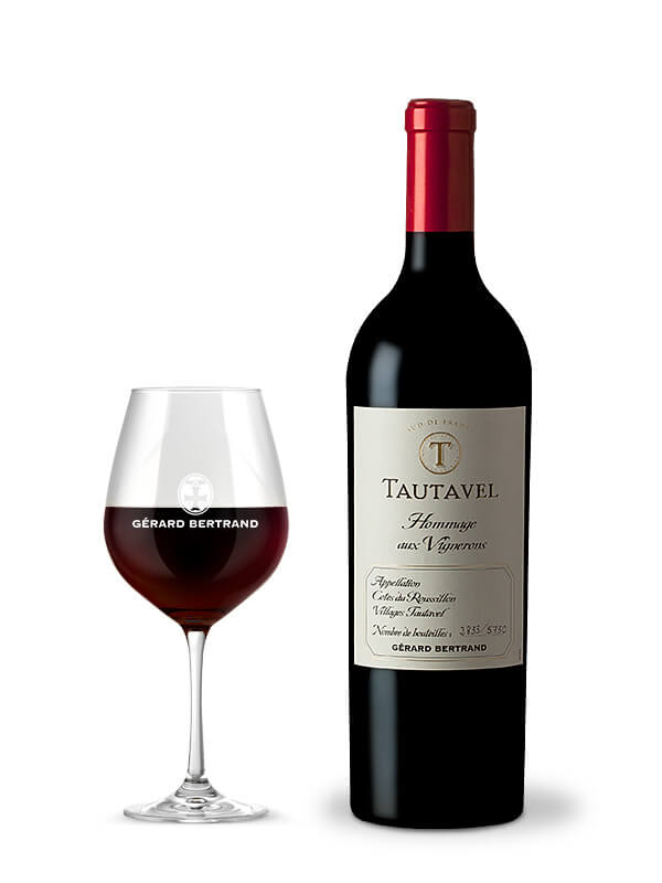 Tautavel Hommage aux vignerons 2022 - Houten kist 3 flessen - Gérard Bertrand 